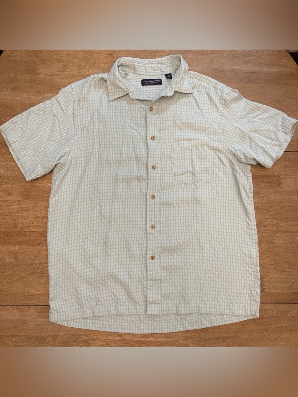 Roundtree & Yorke Light Green Short-Sleeve Button-Down Shirt - L